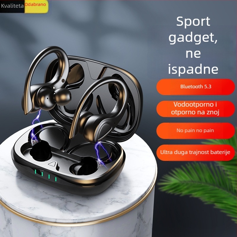 Bežične Bluetooth slušalice s držačem za uho, Bluetooth 5.3, domet 15 m, vodootporne, trajanje baterije >8 h, niska latencija za esport
