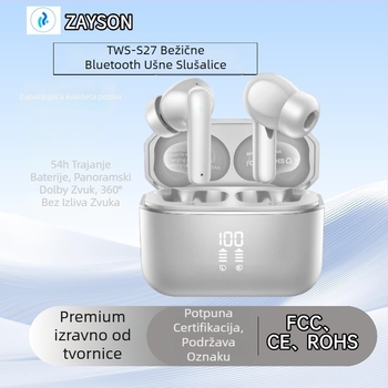 TWS bežične slušalice Bluetooth 5.3 s digitalnim zaslonom, redukcija buke, domet 10 m, IPX5 vodootpornost