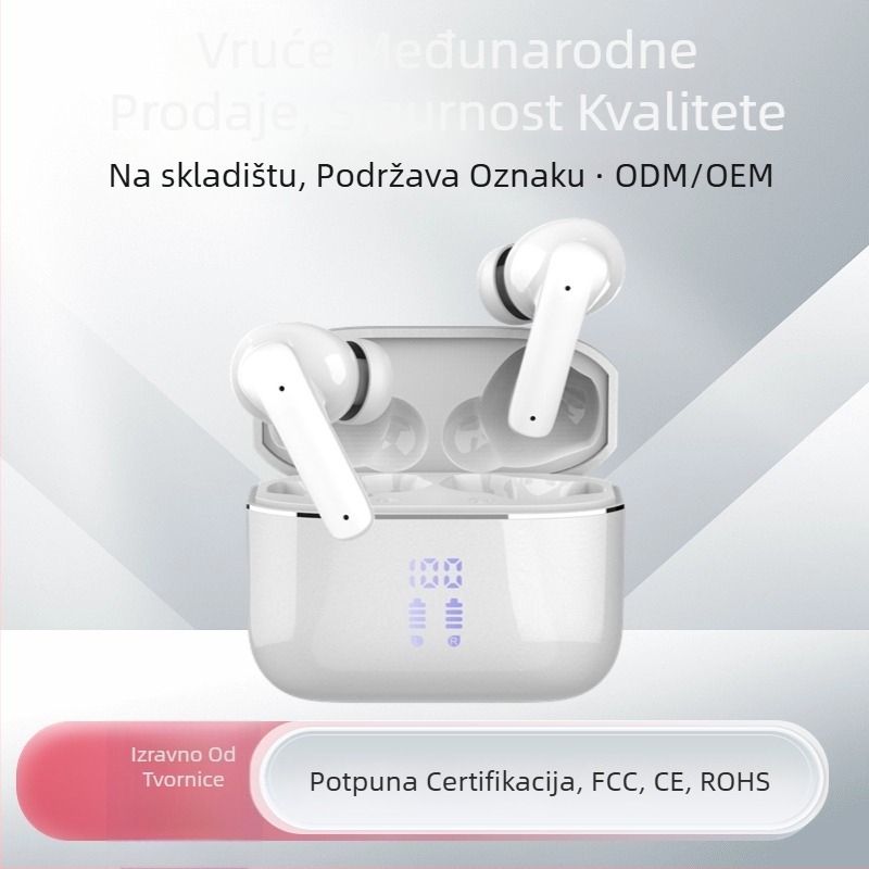 TWS bežične slušalice Bluetooth 5.3 s digitalnim zaslonom, redukcija buke, domet 10 m, IPX5 vodootpornost