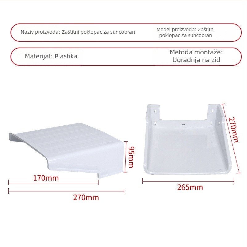 Kvadratični zaštitni pokrov za kameru nadzora — plastični, zidna montaža