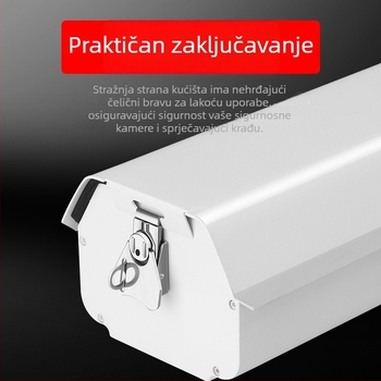 Vanjski zaštitni kućište za nadzornu kameru, tip gun, plastično kućište; kabel maksimalnog promjera 2 cm; radna temperatura -30°C do 60°C; ugradnja vijcima; prozor 60×60 mm.