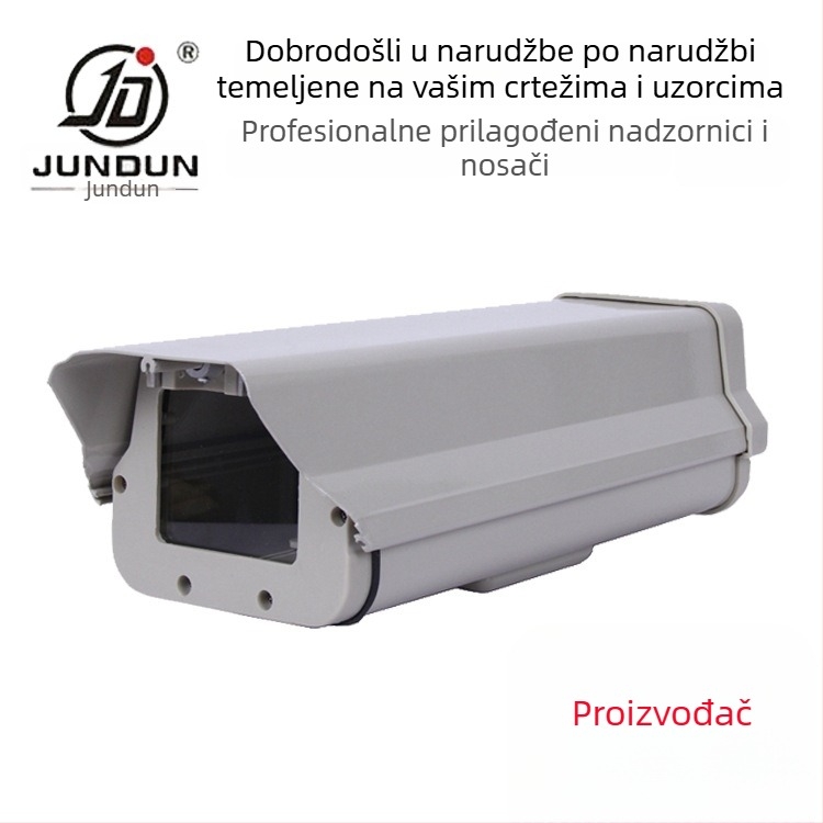 Hemisferna kućišta za kameru od aluminijske legure, vanjska vodootporna zaštitna maska, model JD-610; Ø kabel 16 mm; prozorski otvor 65×75 mm