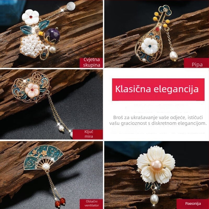 Broš za rever — vintage ženski stil, oblik lista (Materijal: cinkovo legura; Kristal: bijeli kristal; Oblik: list; Tehnika: elektroplatiranje)