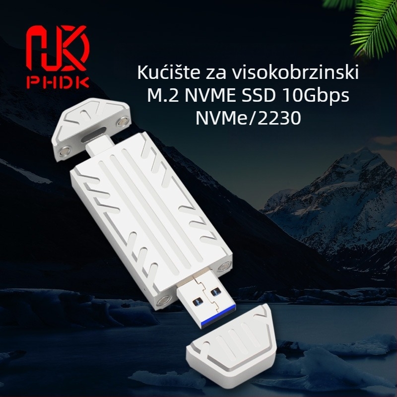 Kutija M.2 NVMe SSD s JMS583 kontrolerom, USB-C dvostruki port, aluminijsko kućište, model Ph811s-ac, kapacitet 4TB, brzina prijenosa 10 Gb/s