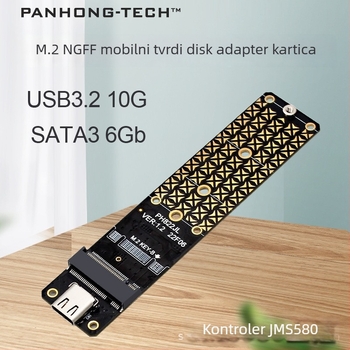 M.2 NGFF B-key SATA na USB 3.1 Type-C 10Gbps proširna kartica s JMS580 kontrolerom (Phdk Ph822jl)