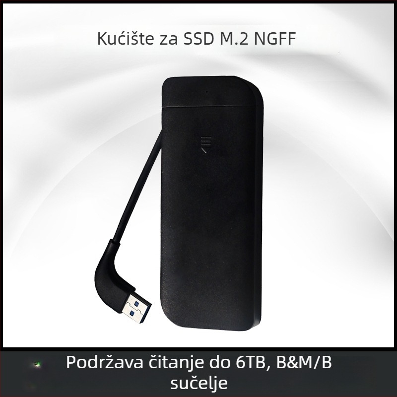 Kućište M.2 SSD (NGFF), USB 3.0, 5Gbps, Instalacija bez alata, Kabel uključen, ABS materijal