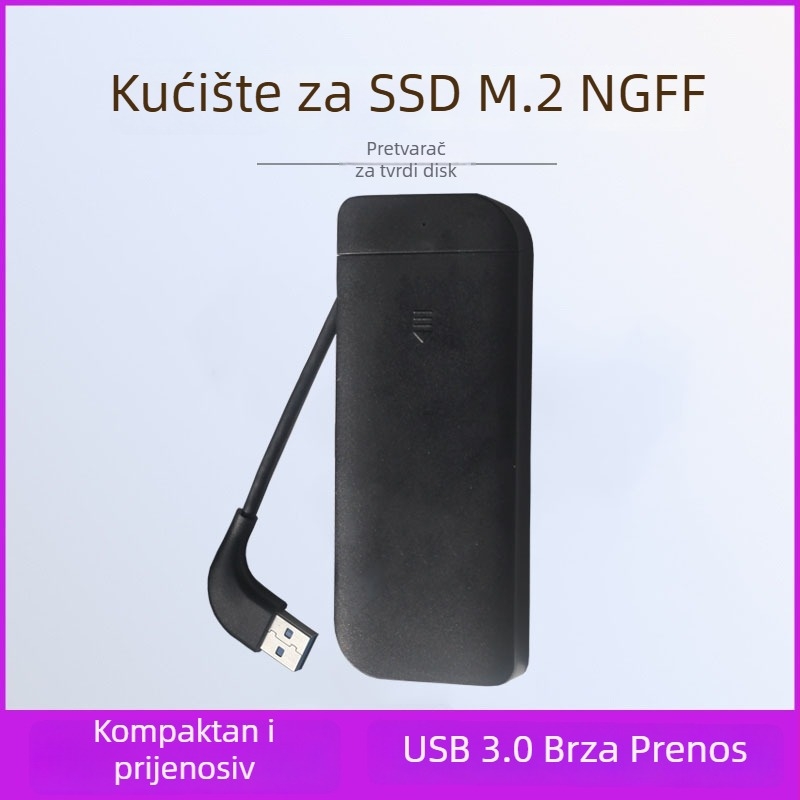 Kućište M.2 SSD (NGFF), USB 3.0, 5Gbps, Instalacija bez alata, Kabel uključen, ABS materijal