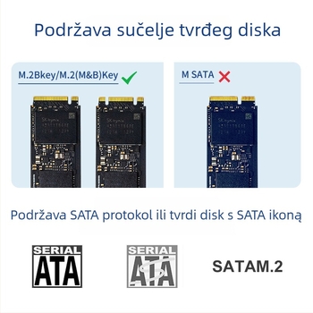 M.2 SSD kućište s USB-C sučeljem, USB hub, aluminijska legura, 2TB kapacitet