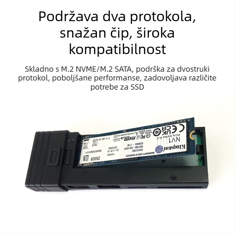 M.2 SSD kućište s USB-C sučeljem, USB hub, aluminijska legura, 2TB kapacitet