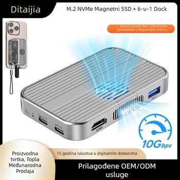 Vanjska kutija M.2 NVMe za SSD, aluminijska legura, magnetska MagSafe, USB-C 10Gbps, podržava do 8TB