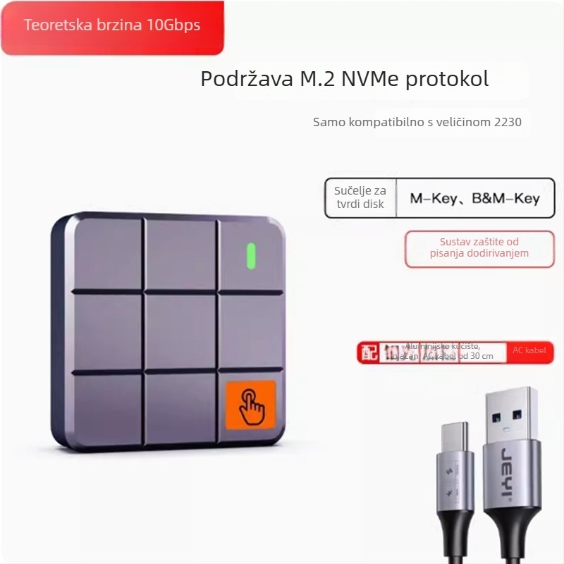 Vanjska kutija za M.2 NVMe s USB-C, aluminijska legura, do 4TB, 10Gbps (USB-C, aluminijska legura, do 4TB, 10Gbps)