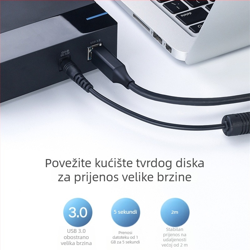 USB 3.0 kabel za pisač i kopir, čista bakrena jezgra, visoka brzina, kvadratni USB 3.0 priključak