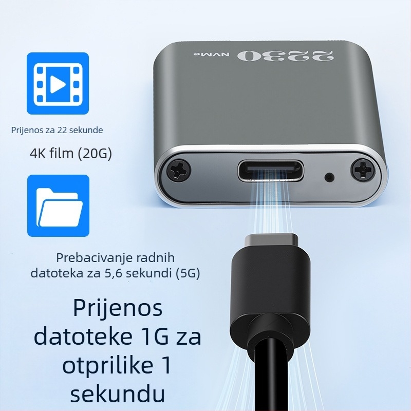 Kućište SSD M.2 2230, aluminijska legura, NVMe, USB 3.2 Gen2 Type-C, 2TB, model M30