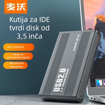 MAIWO K3502U2I IDE vanjska kutija za HDD 3,5 inča, USB 2.0, kućište od aluminijske zlitine + ABS, podržava do 2TB