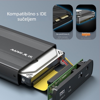 MAIWO K3502U2I IDE vanjska kutija za HDD 3,5 inča, USB 2.0, kućište od aluminijske zlitine + ABS, podržava do 2TB