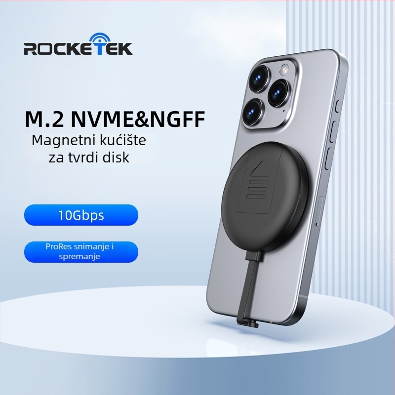 M.2 NVMe & NGFF magnetska USB-C kutija za SSD, do 2TB, 10Gbps, ABS kućište
