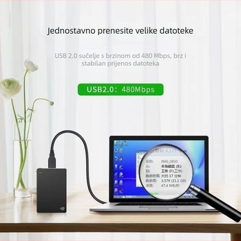 USB kabel za prijenos podataka USB A–USB A, duljine 1,5 m, USB 2.0, za PC i vanjski tvrdi disk