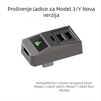 AH51 USB 3.0 4-portni hub za glove box Tesla Model 3/Y (napajanje putem USB-a, bez vanjskog napajanja)