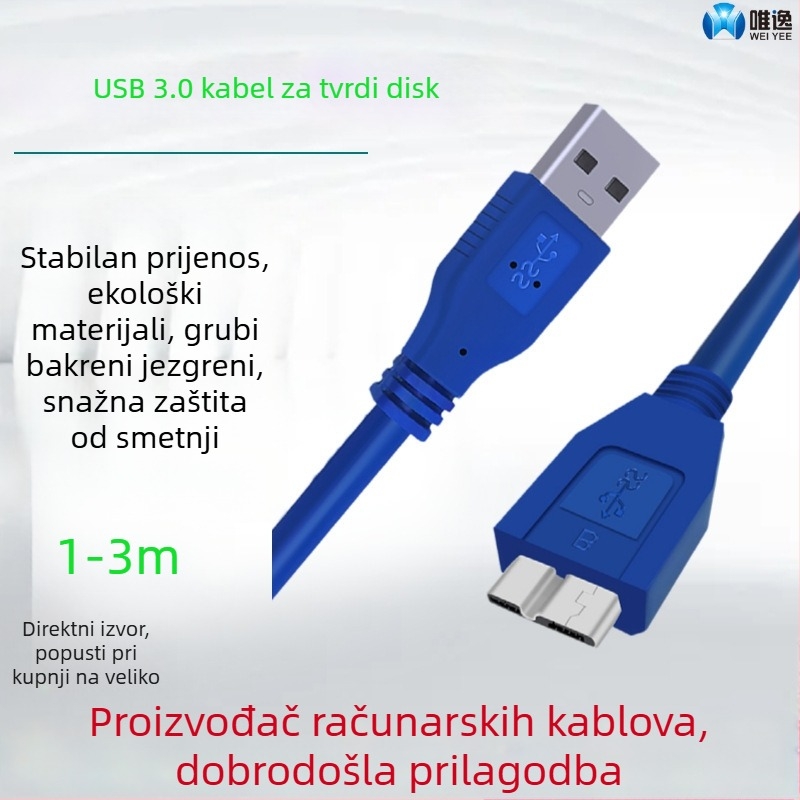 USB 3.0 na Micro-B podatkovni kabel za PC i kućište vanjskog tvrdog diska – USB-A na Micro-B kabel visoke brzine