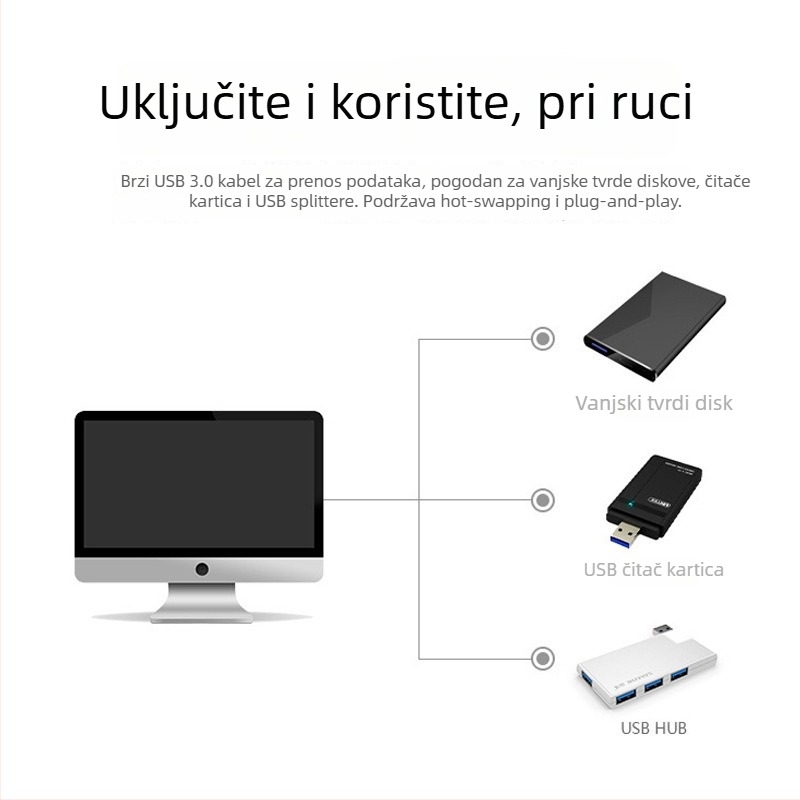 USB 3.0 na Micro-B podatkovni kabel za PC i kućište vanjskog tvrdog diska – USB-A na Micro-B kabel visoke brzine