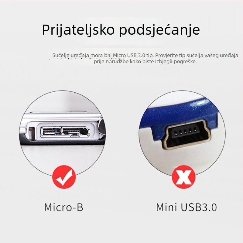 USB 3.0 na Micro-B podatkovni kabel za PC i kućište vanjskog tvrdog diska – USB-A na Micro-B kabel visoke brzine