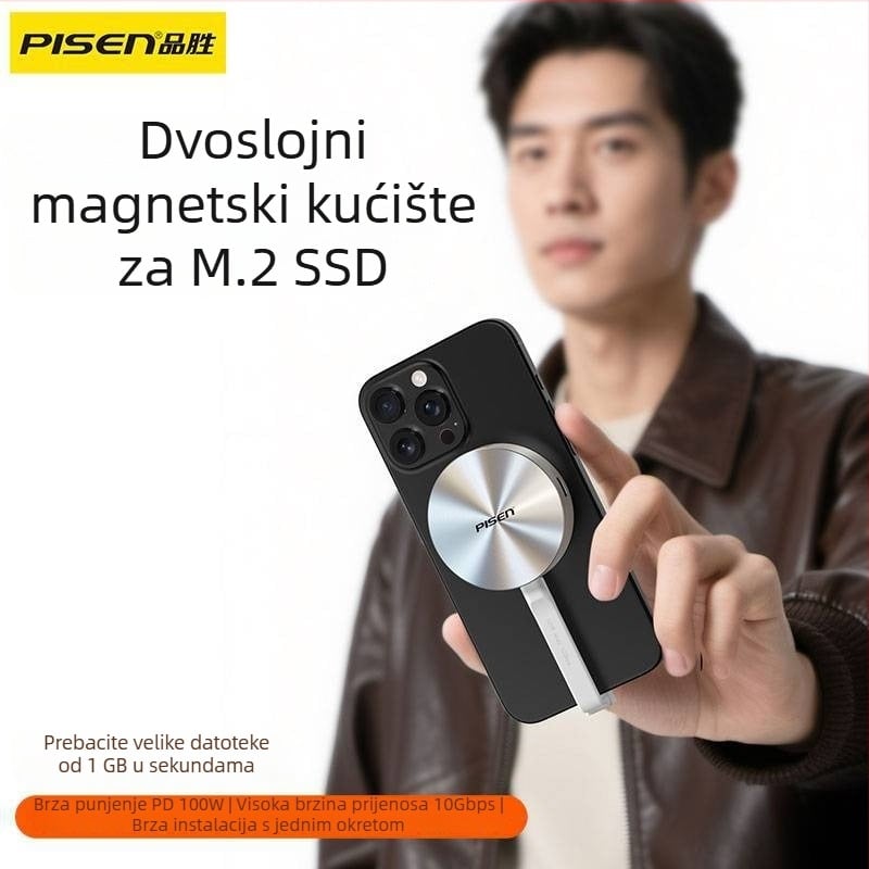 M.2 magnetska vanjska kućišta za disk | USB 3.2 Gen2, PCIe 4.0, Do 2 TB, Kućište od aluminija + silikona