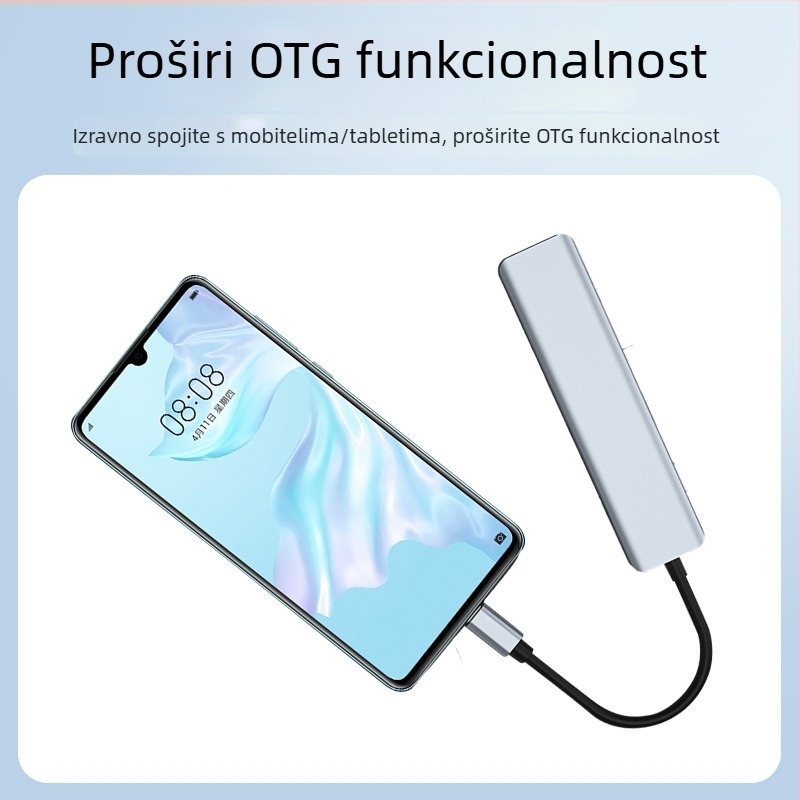 Type-C docking stanica 7-u-1 za Apple prijenosna računala, 100W napajanje, vanjsko napajanje, 15 cm kabel