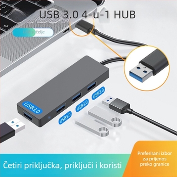 USB 3.0 hub s 4 porta, vanjsko napajanje, 5 Gbps, kabel 0,15 m (Model Hub-004)