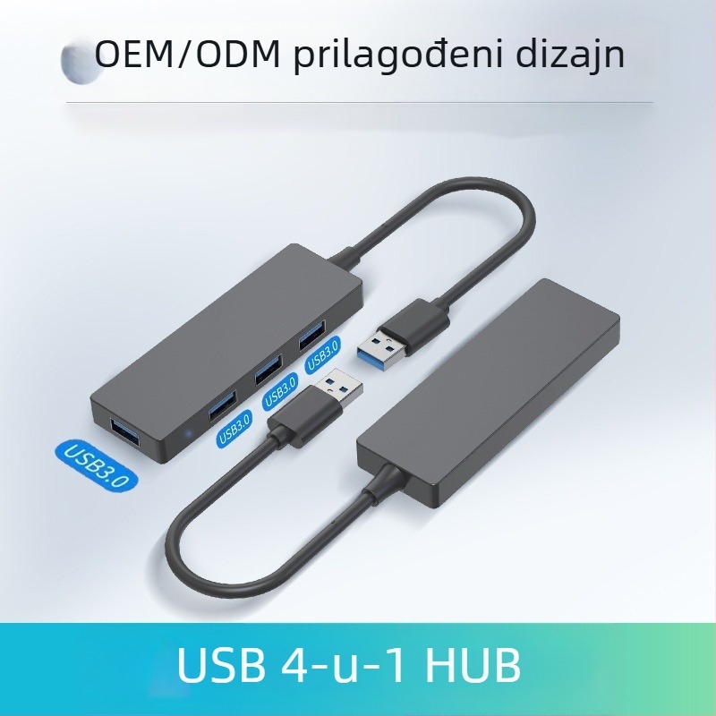 USB 3.0 hub s 4 porta, vanjsko napajanje, 5 Gbps, kabel 0,15 m (Model Hub-004)