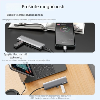 Type-C docking stanica, S705, kabel 0.25 m, bez vanjskog napajanja, brzina prijenosa 5