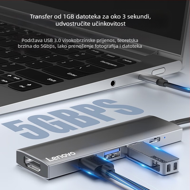 Type-C docking stanica, S705, kabel 0.25 m, bez vanjskog napajanja, brzina prijenosa 5