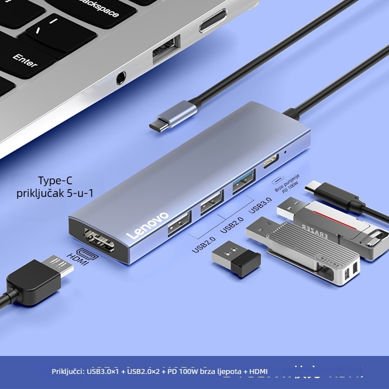 Type-C docking stanica, S705, kabel 0.25 m, bez vanjskog napajanja, brzina prijenosa 5