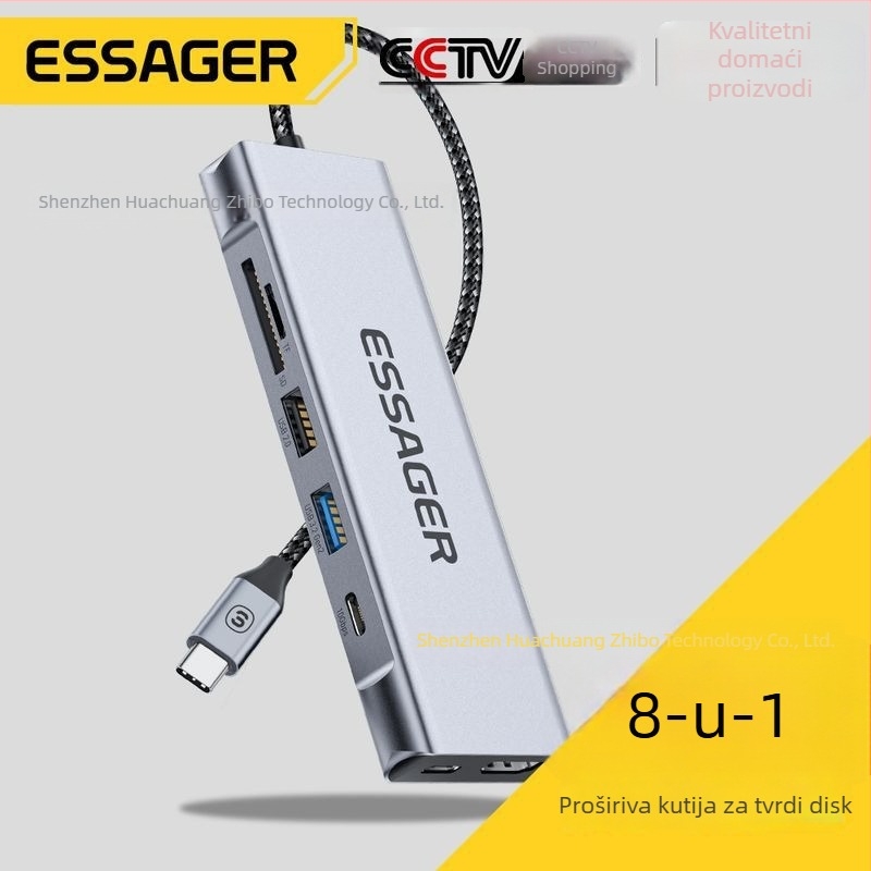 ESSAGER 8-in-1 proširena docking stanica s USB HUB-om i M.2 SSD kućištem - USB 3.2 Gen2, 10 Gbps