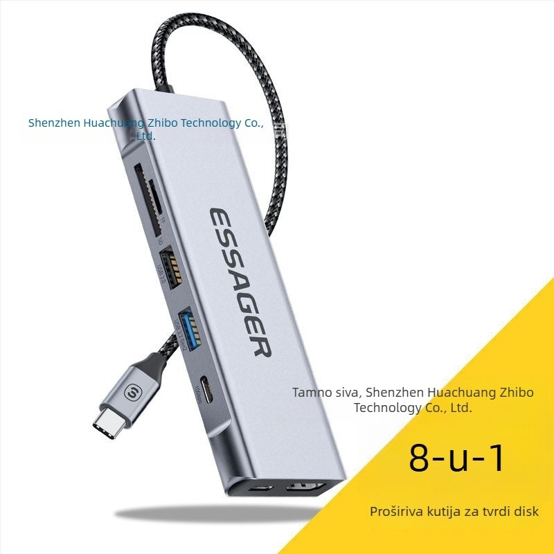 ESSAGER 8-in-1 proširena docking stanica s USB HUB-om i M.2 SSD kućištem - USB 3.2 Gen2, 10 Gbps