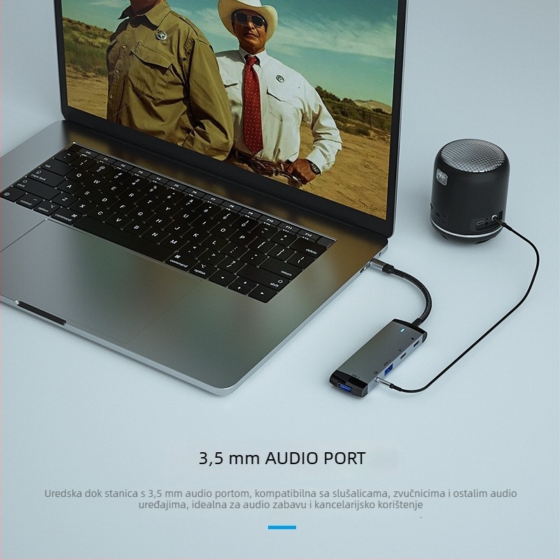 Type-C docking stanica, USB hub s 1-6 portova, 5Gbps, vanjsko napajanje, MH368