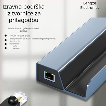 Šest-u jedan Type-C docking stanica za bazu prijenosne gaming konzole – HDMI izlaz 4K60Hz, USB-C 5Gbps prijenos, Gigabit Ethernet, bez vanjskog napajanja
