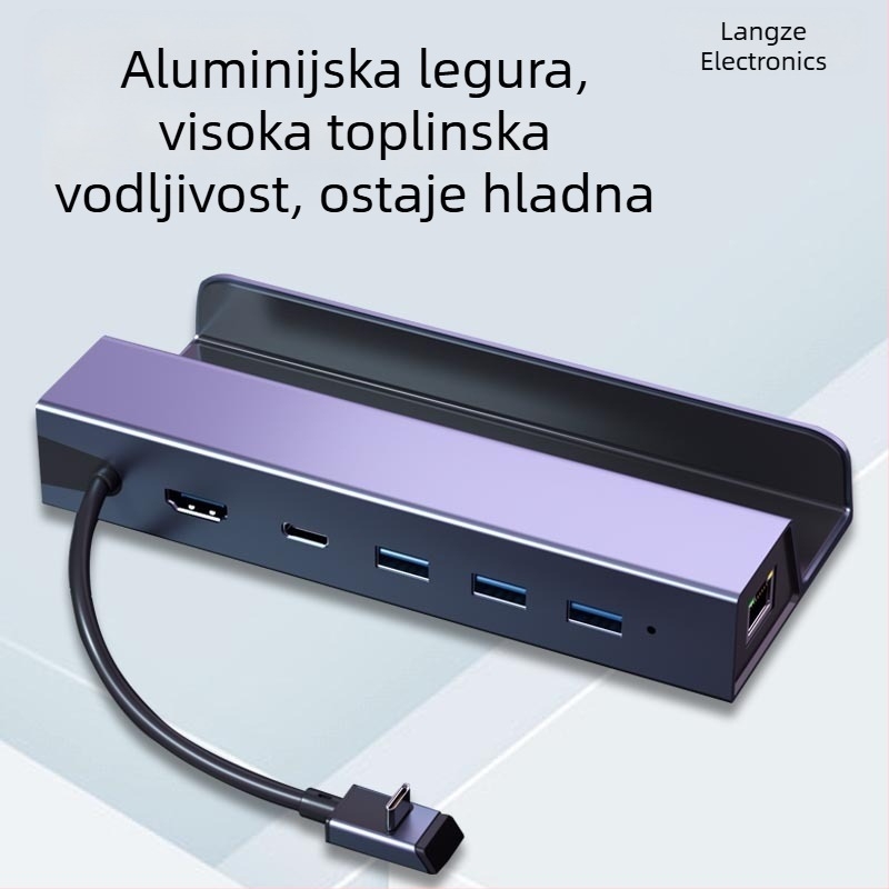 Šest-u jedan Type-C docking stanica za bazu prijenosne gaming konzole – HDMI izlaz 4K60Hz, USB-C 5Gbps prijenos, Gigabit Ethernet, bez vanjskog napajanja
