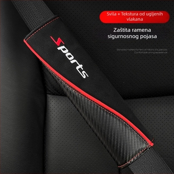 Jastučnice za auto sigurnosni pojas, uzorak karbonskih vlakana, mekani velur, našivena zaštitna navlaka, prilagodljiv logotip