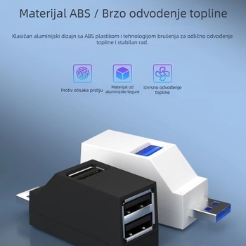 USB 3.0 hub s 3 portovima YC-U307, 5Gbps, napajanje preko sabirnice