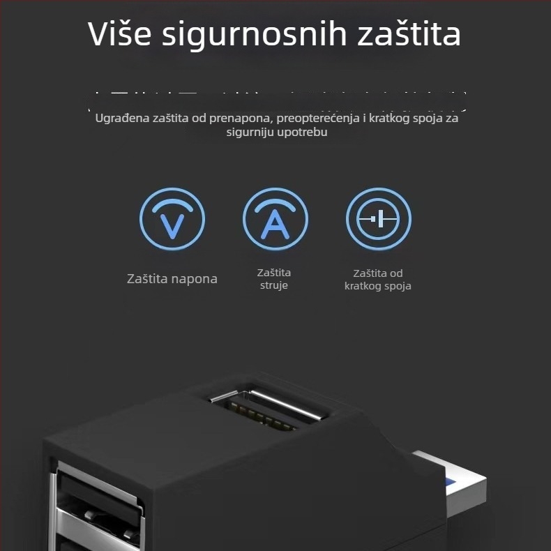 USB 3.0 hub s 3 portovima YC-U307, 5Gbps, napajanje preko sabirnice
