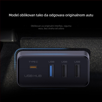 USB 3.0 proširenje središnje konzole za Tesla Model Y i osvježeni Model 3, glove box, 4 USB porta (Model T22), bez vanjskog napajanja