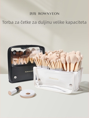 Langyan 2025 Torbica za četkice za šminku, Veliki kapacitet, Prenosna, Prozirni PU, Uspravna sa preklopnim pregradama