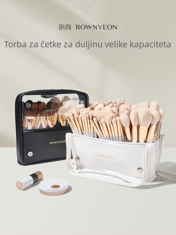 Langyan 2025 Torbica za četkice za šminku, Veliki kapacitet, Prenosna, Prozirni PU, Uspravna sa preklopnim pregradama