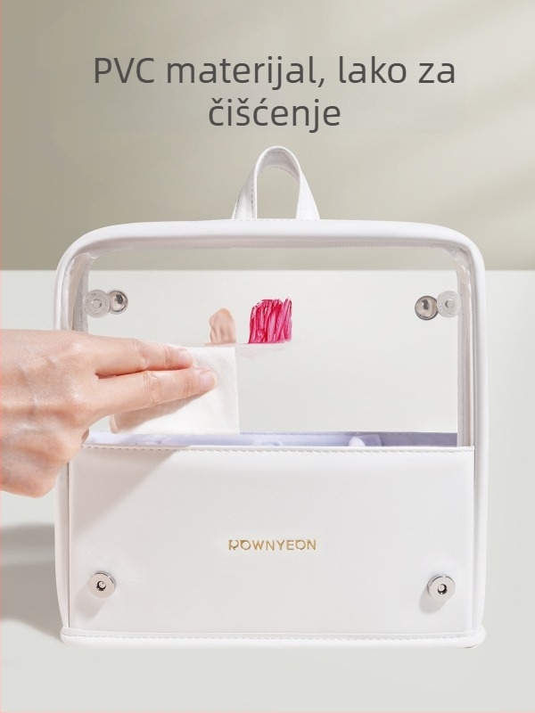 Langyan 2025 Torbica za četkice za šminku, Veliki kapacitet, Prenosna, Prozirni PU, Uspravna sa preklopnim pregradama