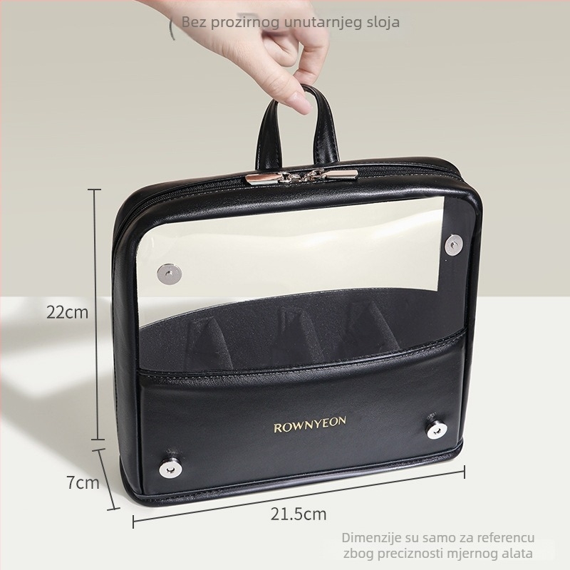 Langyan 2025 Torbica za četkice za šminku, Veliki kapacitet, Prenosna, Prozirni PU, Uspravna sa preklopnim pregradama
