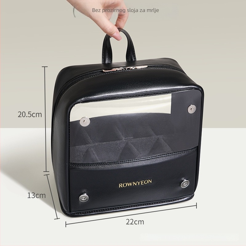 Langyan 2025 Torbica za četkice za šminku, Veliki kapacitet, Prenosna, Prozirni PU, Uspravna sa preklopnim pregradama