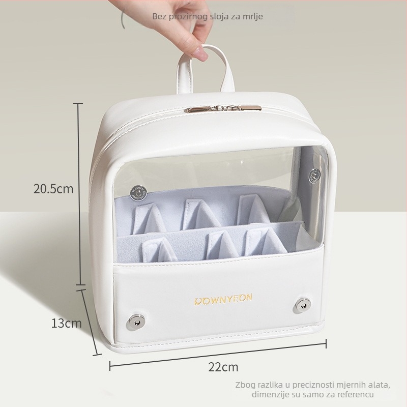 Langyan 2025 Torbica za četkice za šminku, Veliki kapacitet, Prenosna, Prozirni PU, Uspravna sa preklopnim pregradama