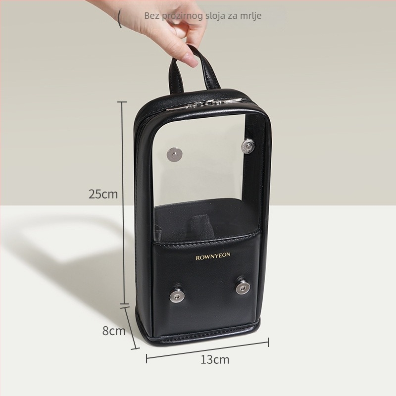 Langyan 2025 Torbica za četkice za šminku, Veliki kapacitet, Prenosna, Prozirni PU, Uspravna sa preklopnim pregradama