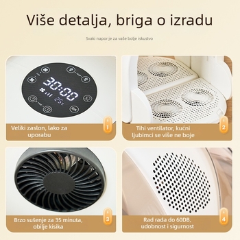 Sklopiva sušilica dlake kućnih ljubimaca u kutiji za sušenje, pogodna za mačke i male pse, model XYhongganxiang, 1000–1199W, 110V, tip čvrstog ramena, zaštita od pregrijavanja