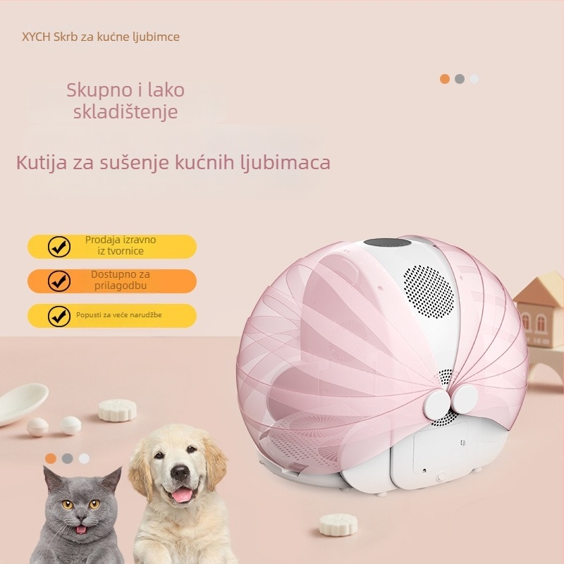 Sklopiva sušilica dlake kućnih ljubimaca u kutiji za sušenje, pogodna za mačke i male pse, model XYhongganxiang, 1000–1199W, 110V, tip čvrstog ramena, zaštita od pregrijavanja